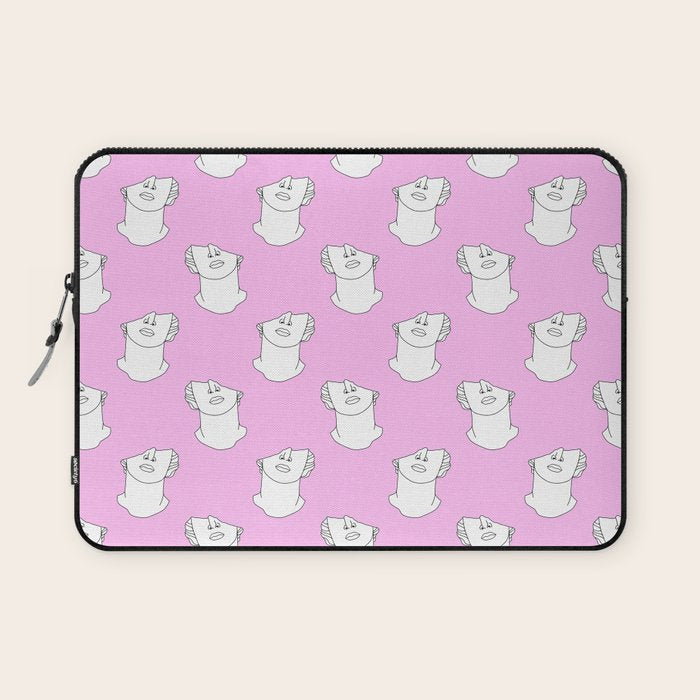 Vaporwave greek statue doodle pattern Laptop Sleeve Gallery Image 1