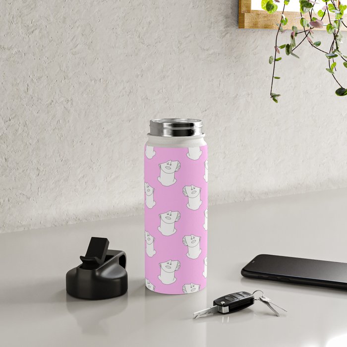 Vaporwave greek statue doodle pattern Water Bottle Gallery Image 4