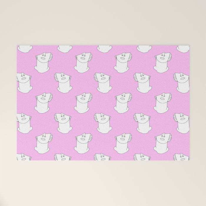 Vaporwave greek statue doodle pattern Welcome Mat Gallery Image 1