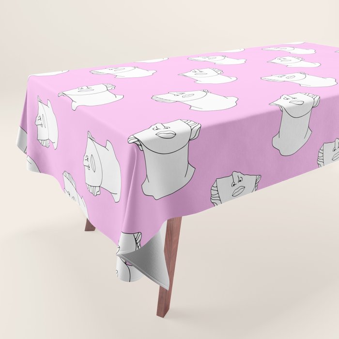 Vaporwave greek statue doodle pattern Tablecloth Gallery Image 1