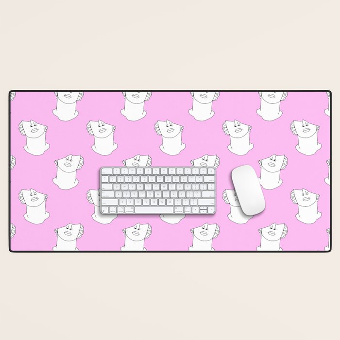 Vaporwave greek statue doodle pattern Desk Mat Gallery Image 1