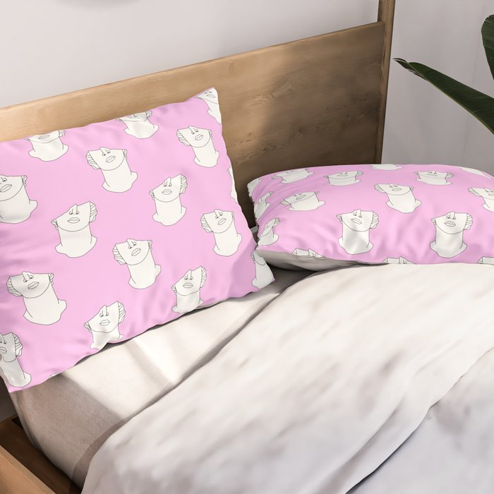Vaporwave greek statue doodle pattern Pillow Sham Gallery Image 2