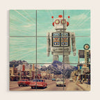 Robot in Town Wood Wall Art Gallery Image 1