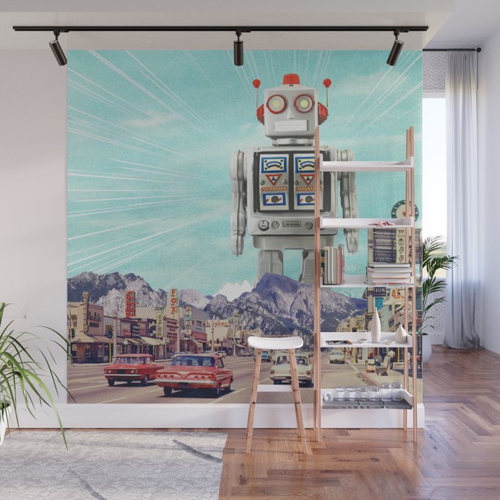 Robot in Town Wall Mural Gallery Image 1