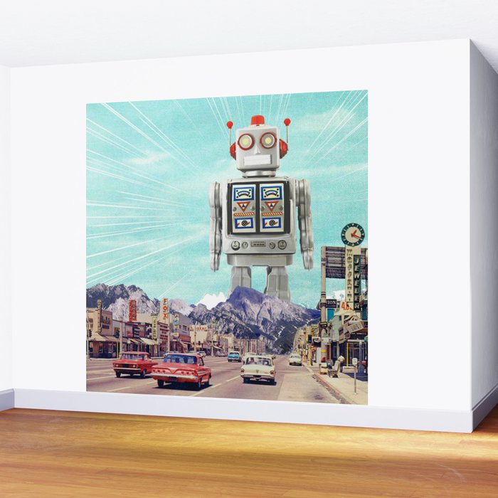 Robot in Town Wall Mural Gallery Image 2