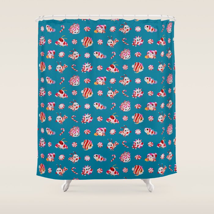 Sea Peppermint Candies Shower Curtain Gallery Image 1
