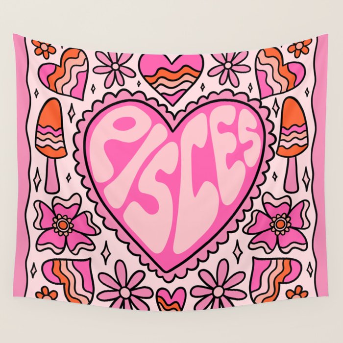 Pisces Heart Wall Tapestry Gallery Image 4