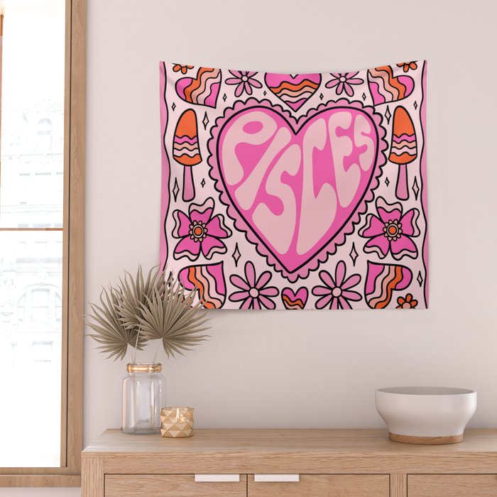 Pisces Heart Wall Tapestry Gallery Image 2