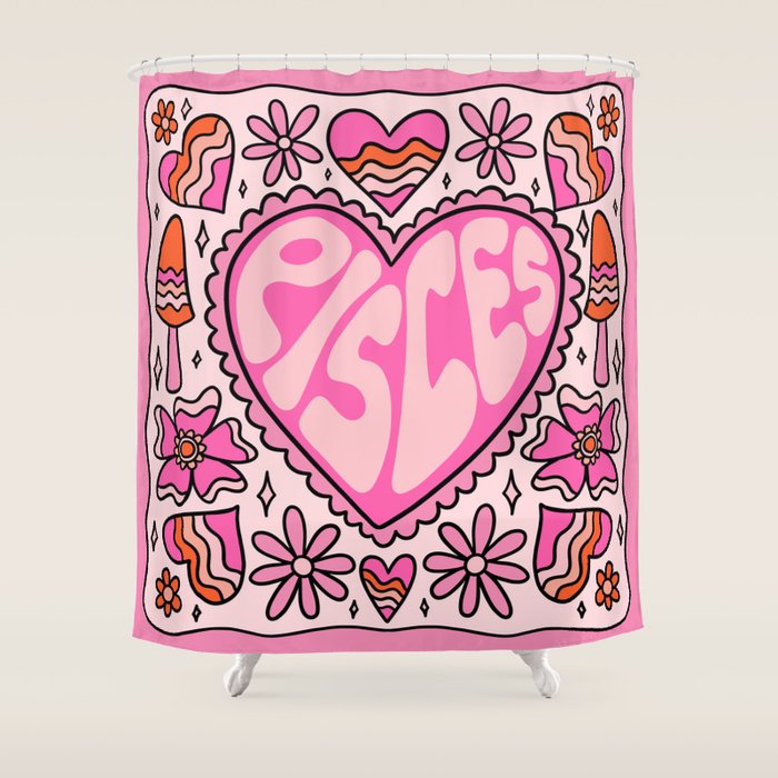 Pisces Heart Shower Curtain Gallery Image 1