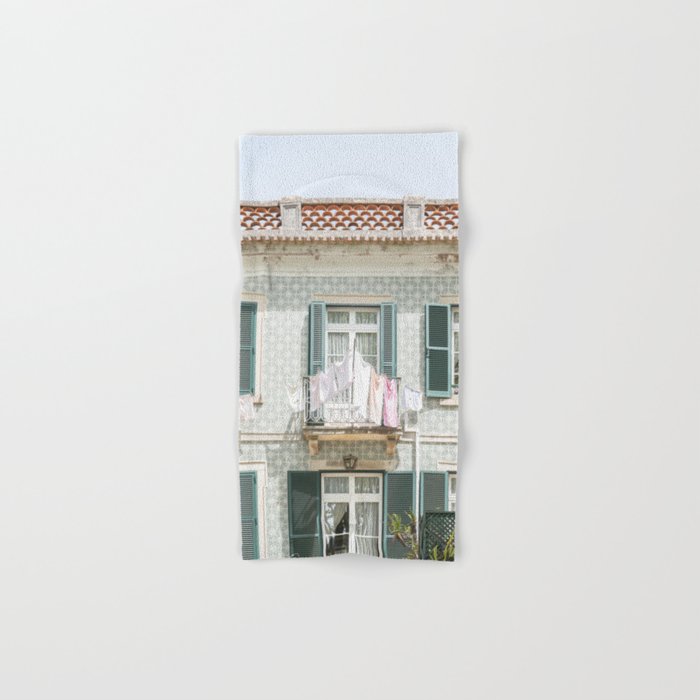 Laundry Day in Sintra | Tiled House in Portugal Art print | Street Travel Photography in Soft Pastel Colors Bath Towel Gallery Image 1