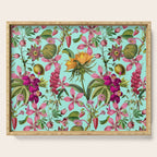 Tropical Bloom Serenade Exotic Floral Pattern Vintage Botanical Vibes Turquoise Serving Tray Gallery Image 1