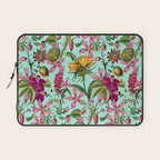 Tropical Bloom Serenade Exotic Floral Pattern Vintage Botanical Vibes Turquoise Laptop Sleeve Gallery Image 1