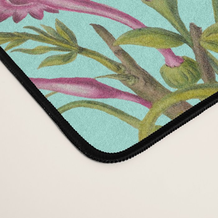 Tropical Bloom Serenade Exotic Floral Pattern Vintage Botanical Vibes Turquoise Desk Mat Gallery Image 4