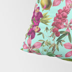 Tropical Bloom Serenade Exotic Floral Pattern Vintage Botanical Vibes Turquoise Pillow Sham Gallery Image 4
