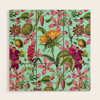 Tropical Bloom Serenade Exotic Floral Pattern Vintage Botanical Vibes Turquoise Wood Wall Art Gallery Image 1