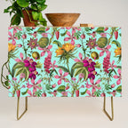 Tropical Bloom Serenade Exotic Floral Pattern Vintage Botanical Vibes Turquoise Credenza Gallery Image 1