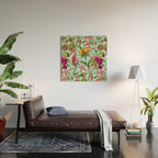 Tropical Bloom Serenade Exotic Floral Pattern Vintage Botanical Vibes Turquoise Wood Wall Art Gallery Image 2