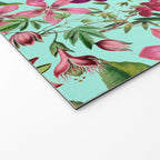 Tropical Bloom Serenade Exotic Floral Pattern Vintage Botanical Vibes Turquoise Welcome Mat Gallery Image 2
