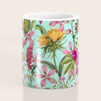 Tropical Bloom Serenade Exotic Floral Pattern Vintage Botanical Vibes Turquoise Coffee Mug Gallery Image 4