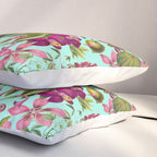 Tropical Bloom Serenade Exotic Floral Pattern Vintage Botanical Vibes Turquoise Pillow Sham Gallery Image 3