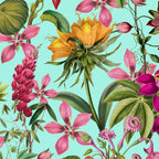 Tropical Bloom Serenade Exotic Floral Pattern Vintage Botanical Vibes Turquoise Coffee Mug Gallery Image 2
