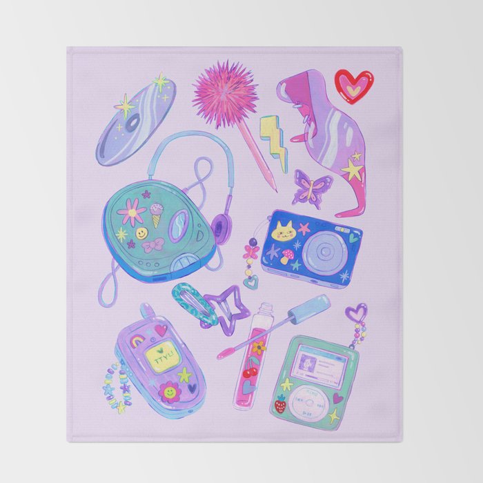 Y2K Vibes Throw Blanket Gallery Image 2