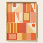 Mid Century Modern Modtastic Orange Peach Geometric Abstract Pattern Serving Tray Gallery Image 1