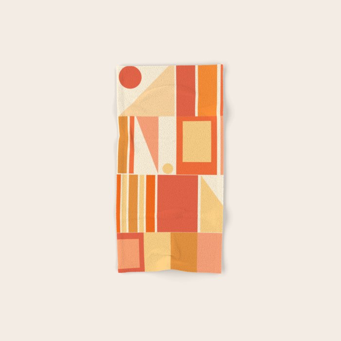 Mid Century Modern Modtastic Orange Peach Geometric Abstract Pattern Bath Towel Gallery Image 1
