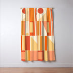 Mid Century Modern Modtastic Orange Peach Geometric Abstract Pattern Window Curtain Gallery Image 3