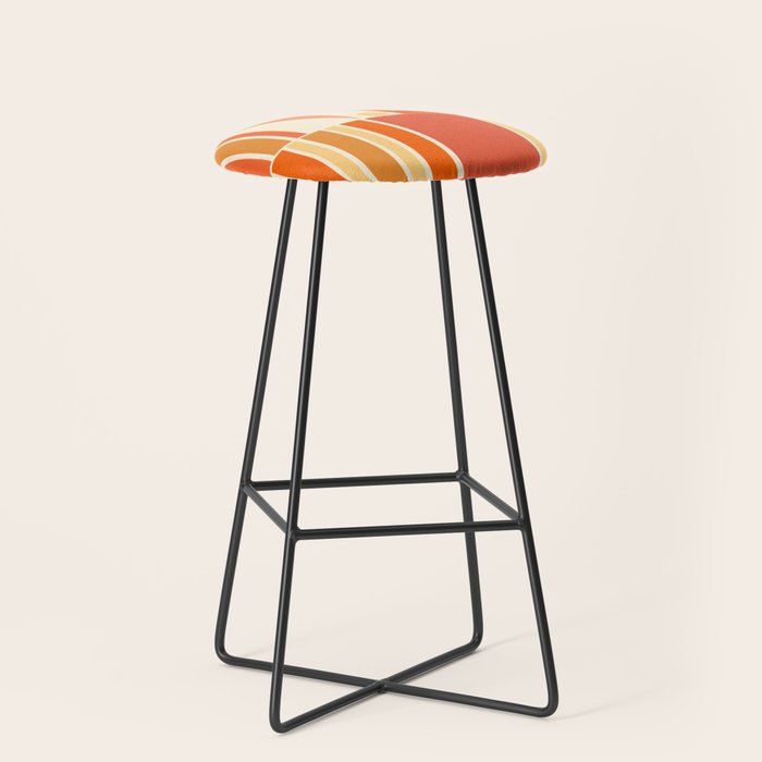 Mid Century Modern Modtastic Orange Peach Geometric Abstract Pattern Stool Gallery Image 1