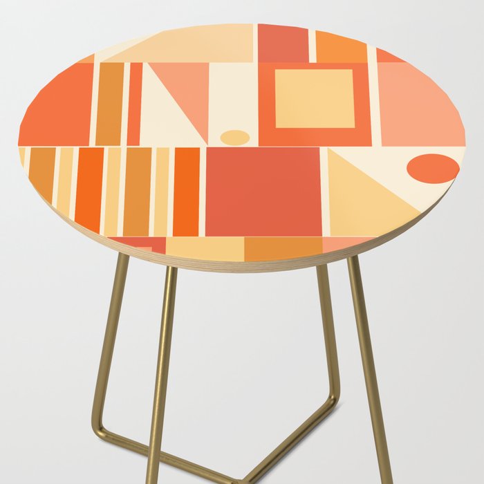 Mid Century Modern Modtastic Orange Peach Geometric Abstract Pattern Side Table Gallery Image 2
