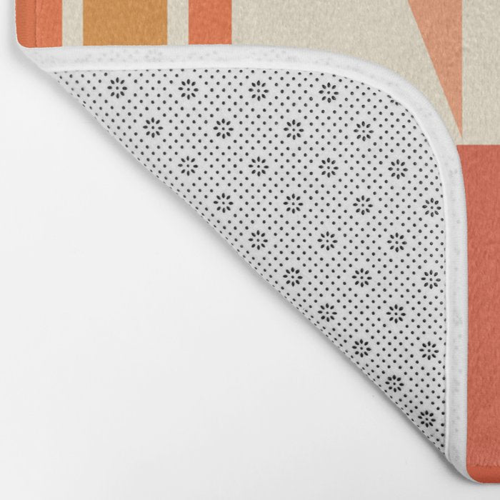 Mid Century Modern Modtastic Orange Peach Geometric Abstract Pattern Bath Mat Gallery Image 2