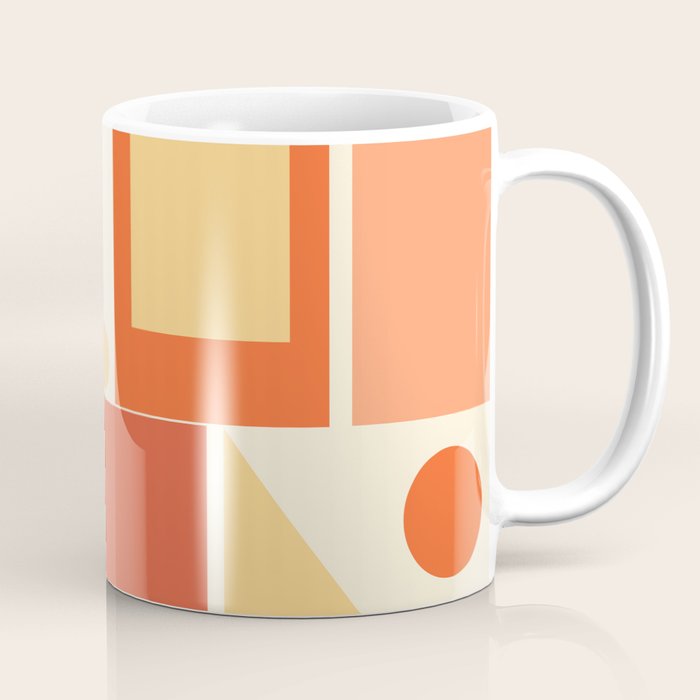 Mid Century Modern Modtastic Orange Peach Geometric Abstract Pattern Coffee Mug Gallery Image 1