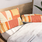 Mid Century Modern Modtastic Orange Peach Geometric Abstract Pattern Pillow Sham Gallery Image 2