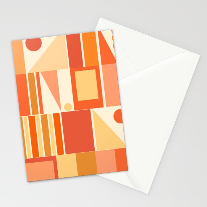 Mid Century Modern Modtastic Orange Peach Geometric Abstract Pattern Stationery Card Gallery Image 2