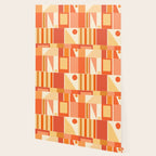 Mid Century Modern Modtastic Orange Peach Geometric Abstract Pattern Wallpaper Gallery Image 2