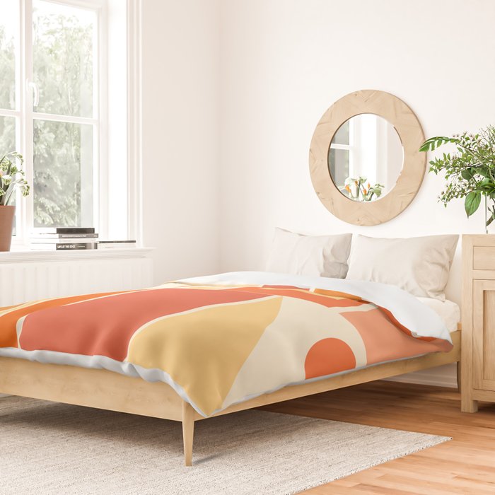 Mid Century Modern Modtastic Orange Peach Geometric Abstract Pattern Duvet Cover Gallery Image 2