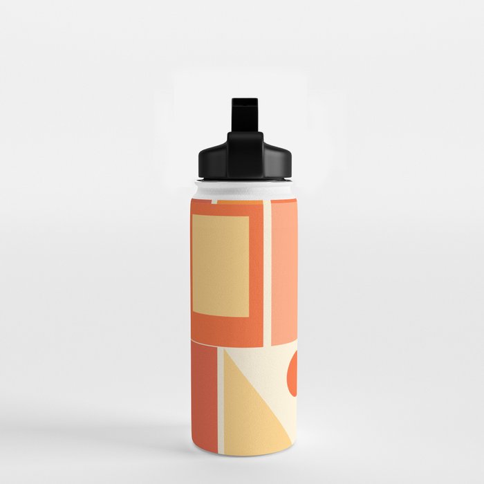Mid Century Modern Modtastic Orange Peach Geometric Abstract Pattern Water Bottle Gallery Image 2