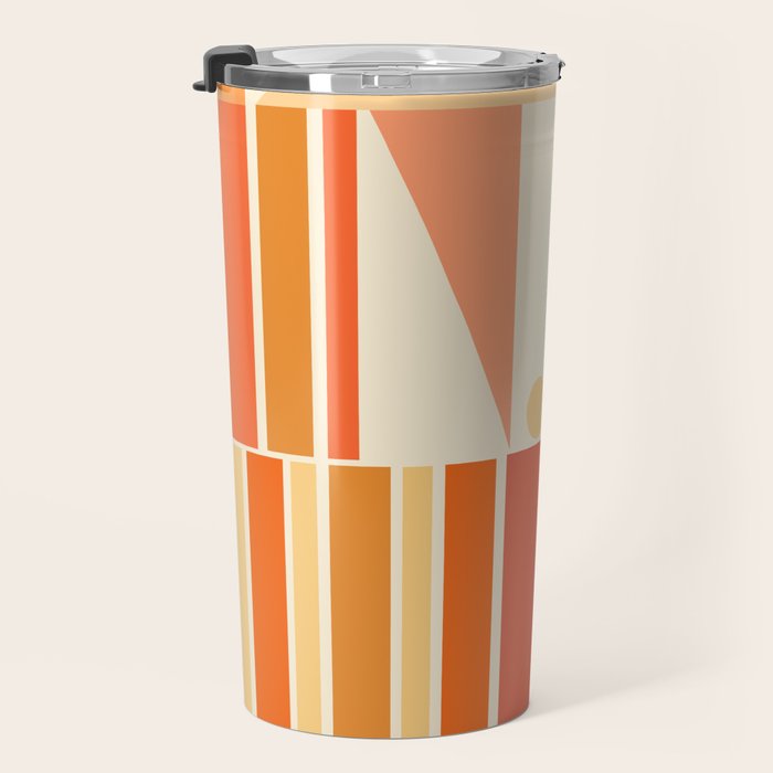 Mid Century Modern Modtastic Orange Peach Geometric Abstract Pattern Travel Mug Gallery Image 3