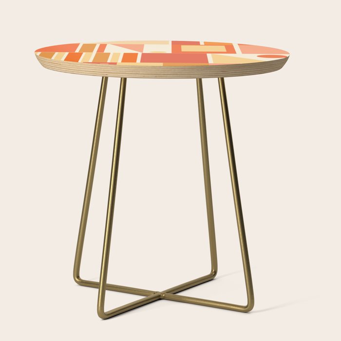 Mid Century Modern Modtastic Orange Peach Geometric Abstract Pattern Side Table Gallery Image 1