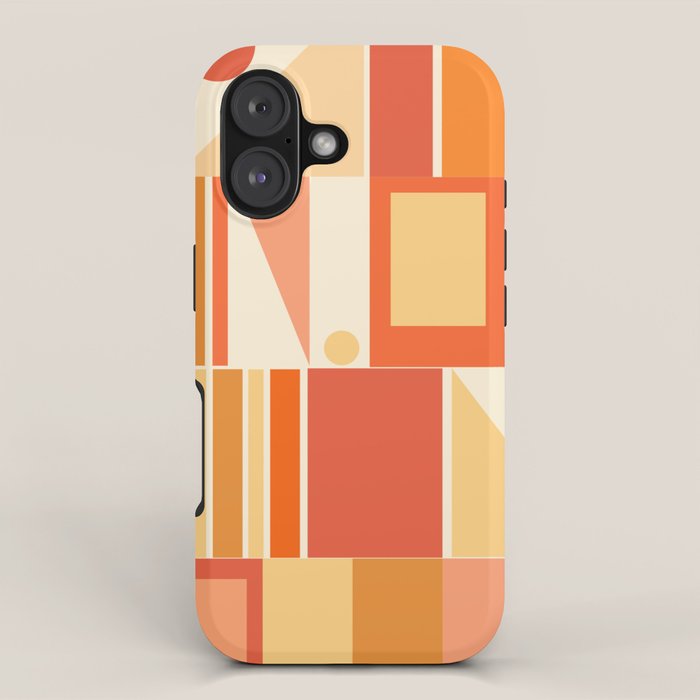 Mid Century Modern Modtastic Orange Peach Geometric Abstract Pattern iPhone Case Gallery Image 1