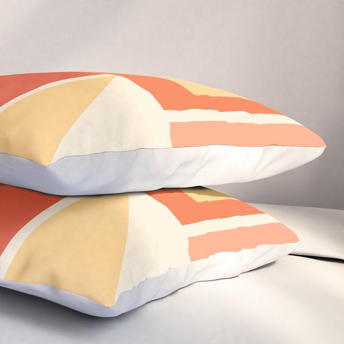 Mid Century Modern Modtastic Orange Peach Geometric Abstract Pattern Pillow Sham Gallery Image 3