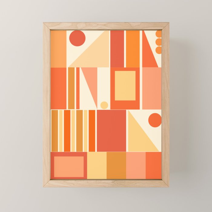 Mid Century Modern Modtastic Orange Peach Geometric Abstract Pattern Mini Art Print Gallery Image 1