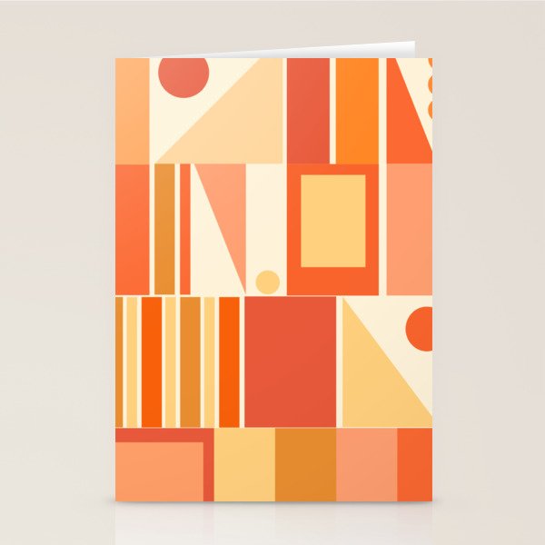 Mid Century Modern Modtastic Orange Peach Geometric Abstract Pattern Stationery Card Gallery Image 2