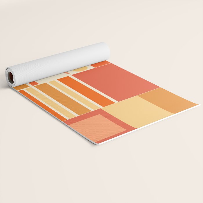 Mid Century Modern Modtastic Orange Peach Geometric Abstract Pattern Yoga Mat Gallery Image 2