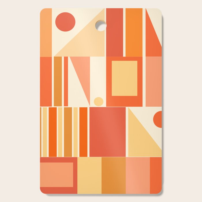 Mid Century Modern Modtastic Orange Peach Geometric Abstract Pattern Cutting Board Gallery Image 1
