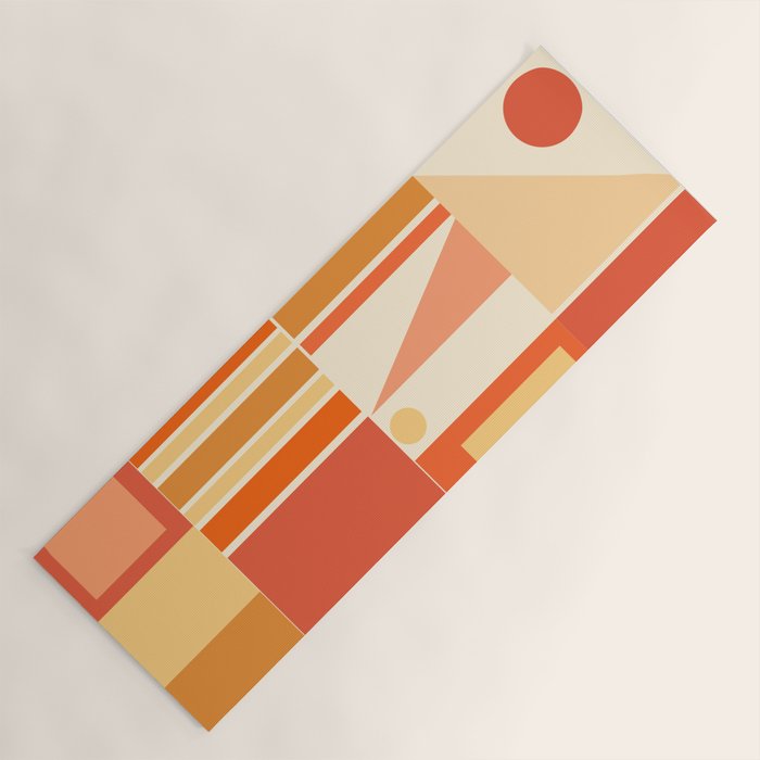 Mid Century Modern Modtastic Orange Peach Geometric Abstract Pattern Yoga Mat Gallery Image 1
