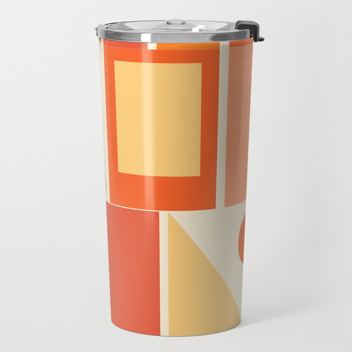 Mid Century Modern Modtastic Orange Peach Geometric Abstract Pattern Travel Mug Gallery Image 2