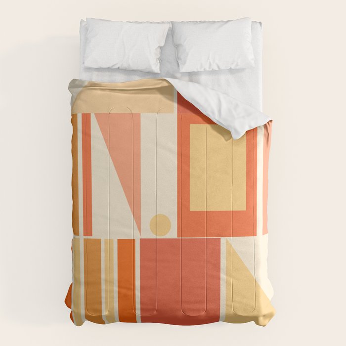 Mid Century Modern Modtastic Orange Peach Geometric Abstract Pattern Comforter Gallery Image 6