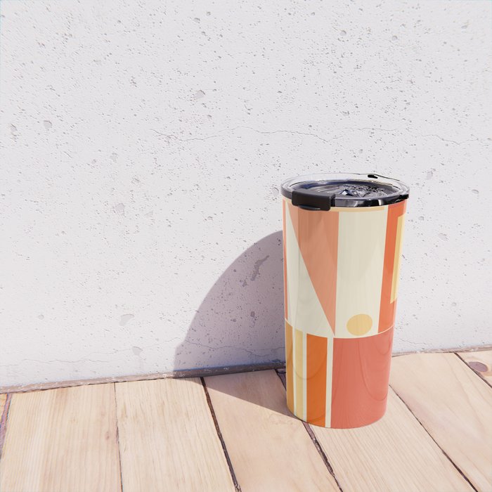 Mid Century Modern Modtastic Orange Peach Geometric Abstract Pattern Travel Mug Gallery Image 4
